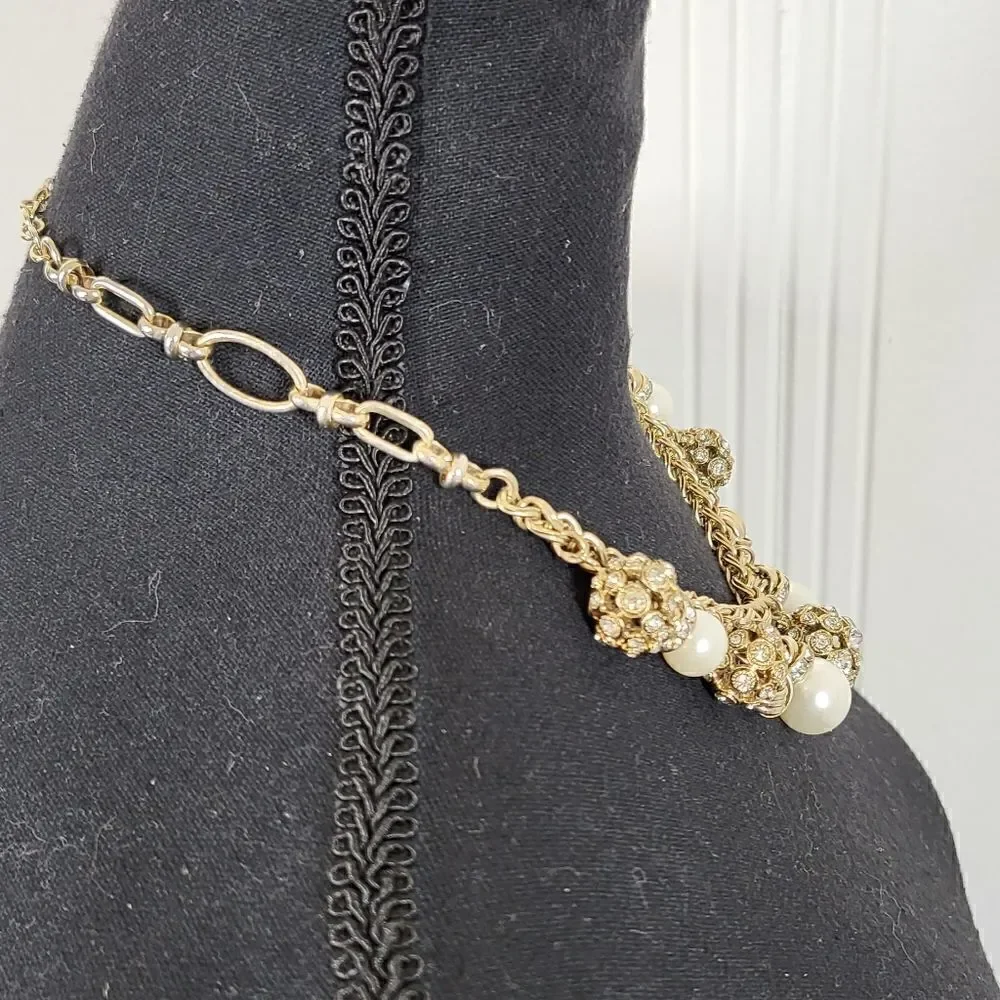 Mythologie Rhinestones & Pearl's (faux) Necklace.